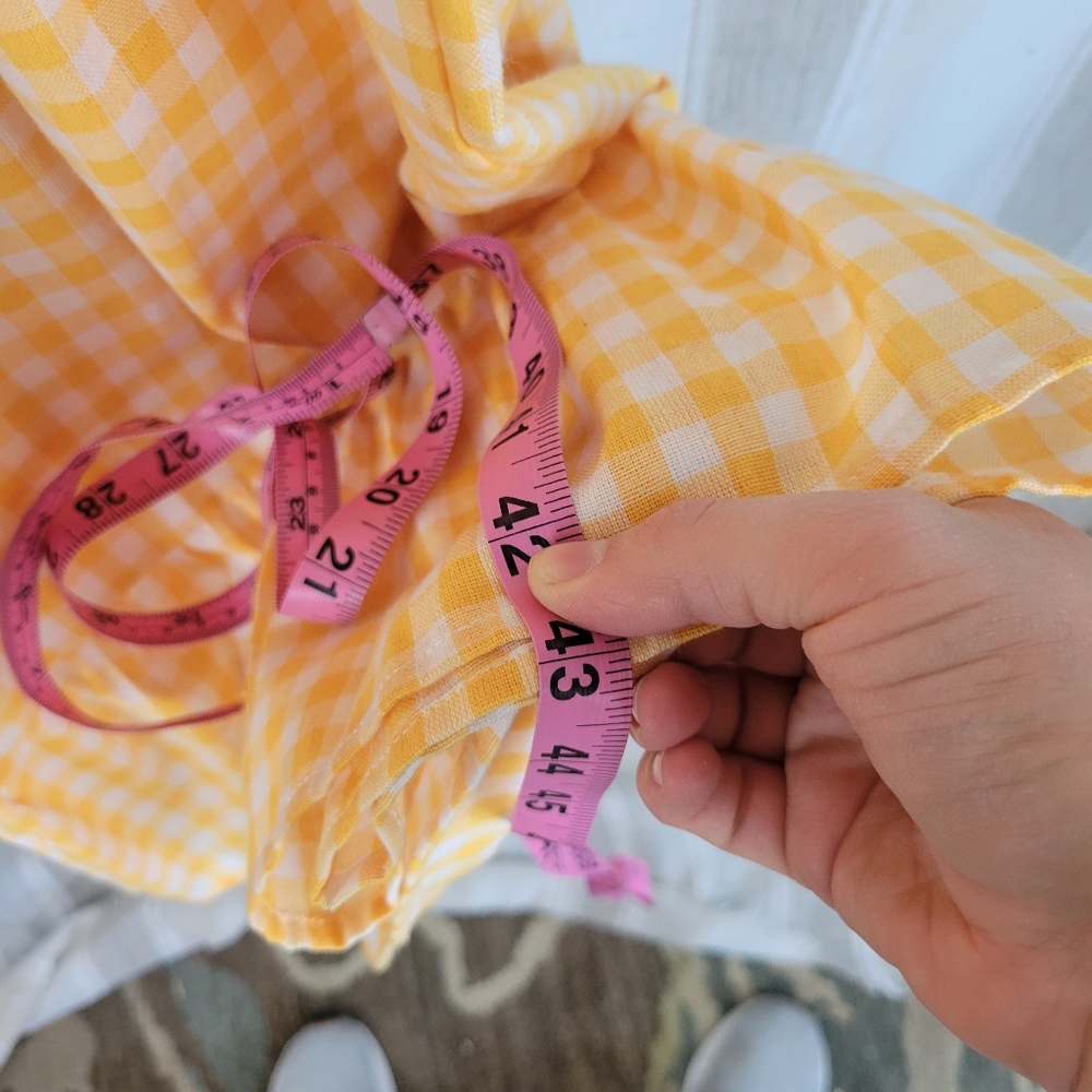Bibi Gingham Maxi Dress Yellow White Size Medium Cotton Blend Oversized Prairie - Picture 6 of 9